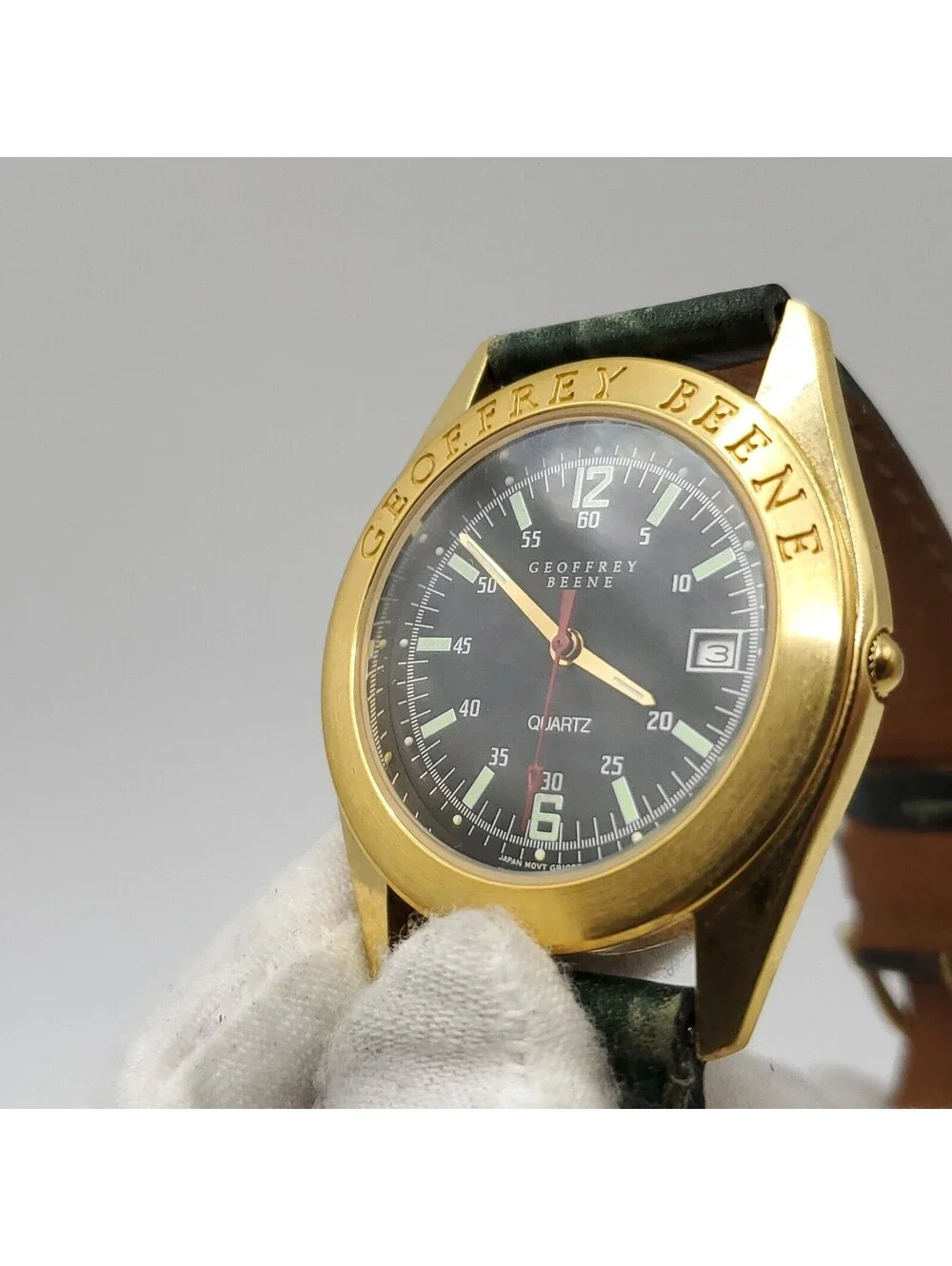 Geoffrey Beene Quartz 36mm Black Date Dial Mens Watch New Battery